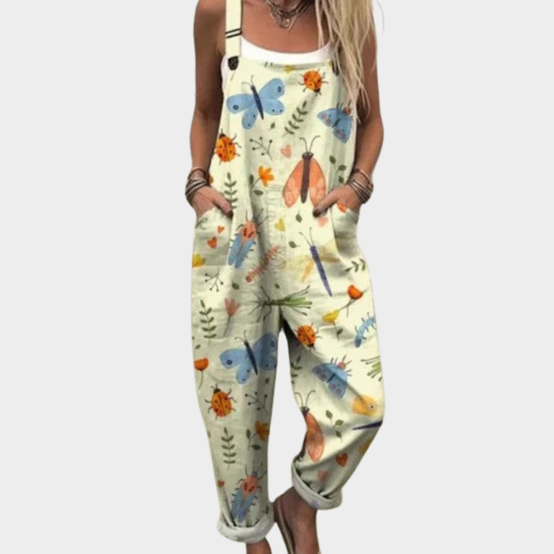 Mint Green Printed Dungarees