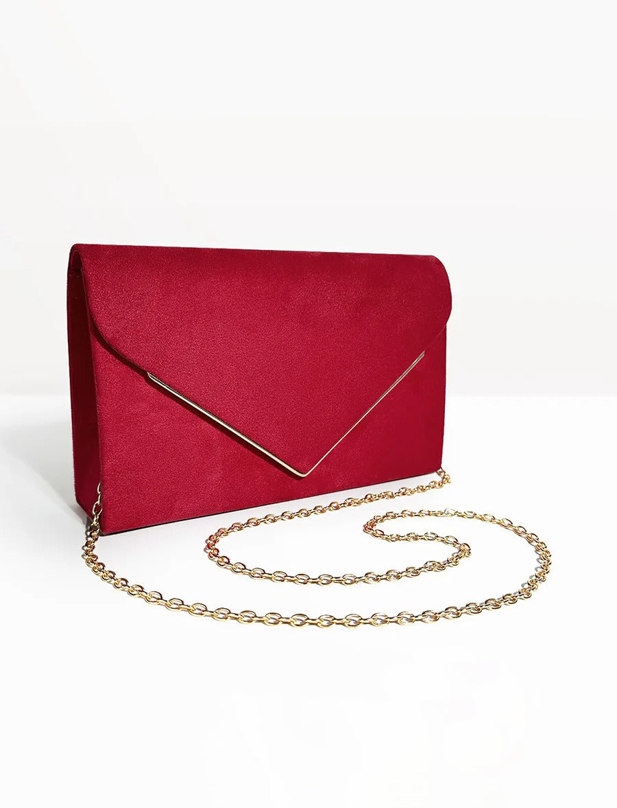 Suede Velvet Envelope Clutch Bag for Evening Events and Parties