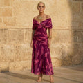 Leaf Print Flowing Midi Dress – Evening Out Essential