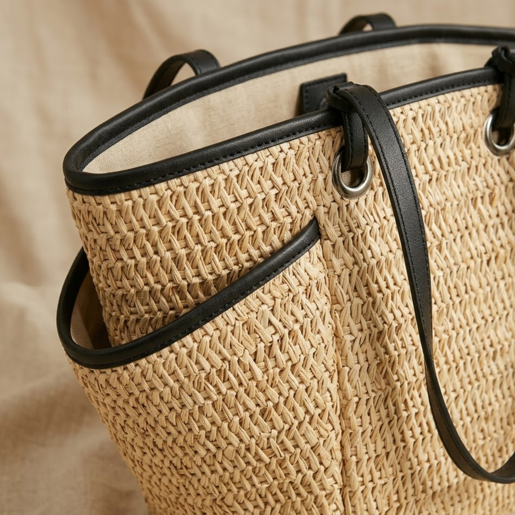Sustainable Straw Beach Shoulder Bag - Eco-Friendly Design for Summer Outings