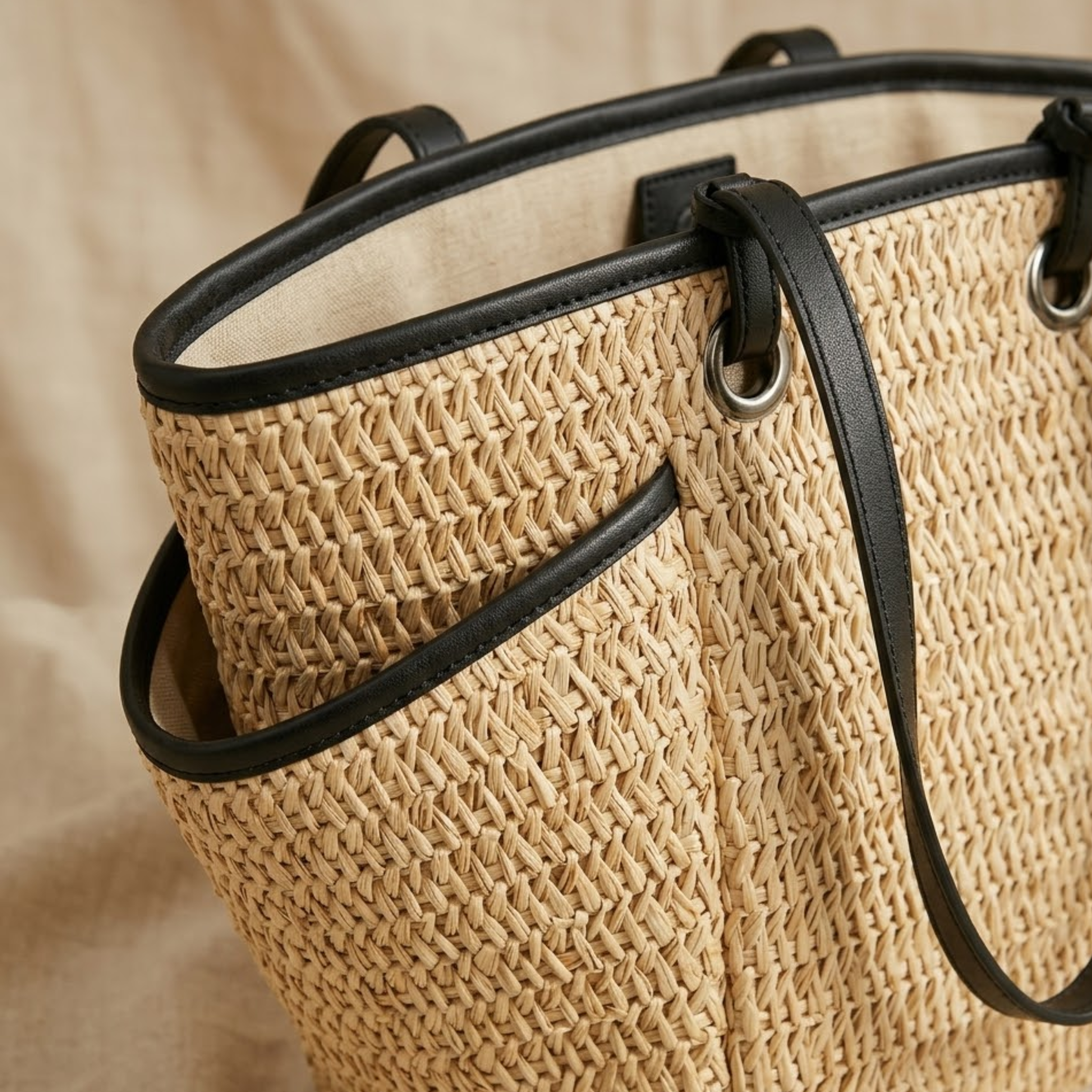Sustainable Straw Beach Shoulder Bag - Eco-Friendly Design for Summer Outings
