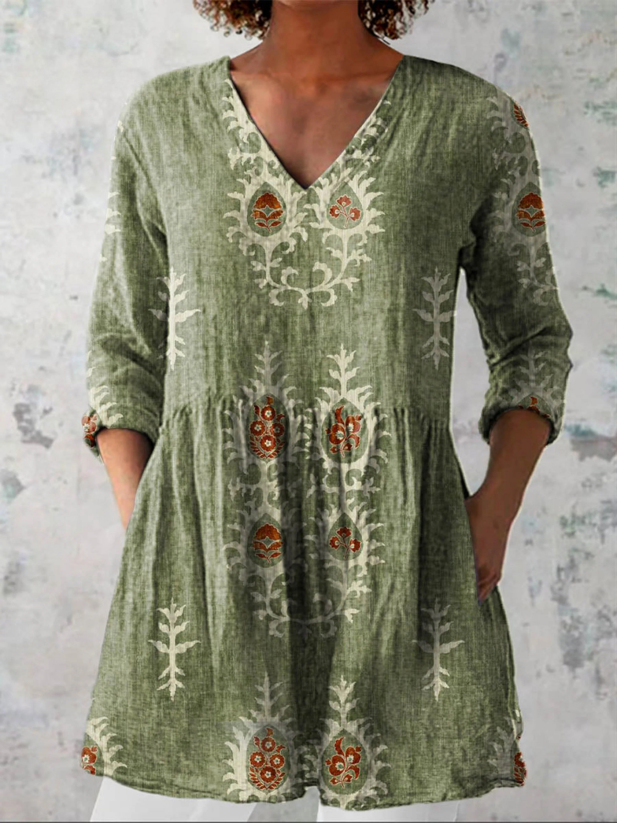 Everyday Elegance – Fluid V-Neck Long Blouse