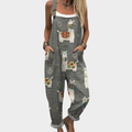 Charcoal Print Wide-Leg Dungarees