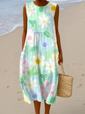 Brunch Ready – Pastel Blossom Midi Dress