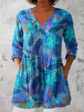 Everyday Elegance – Fluid V-Neck Long Blouse