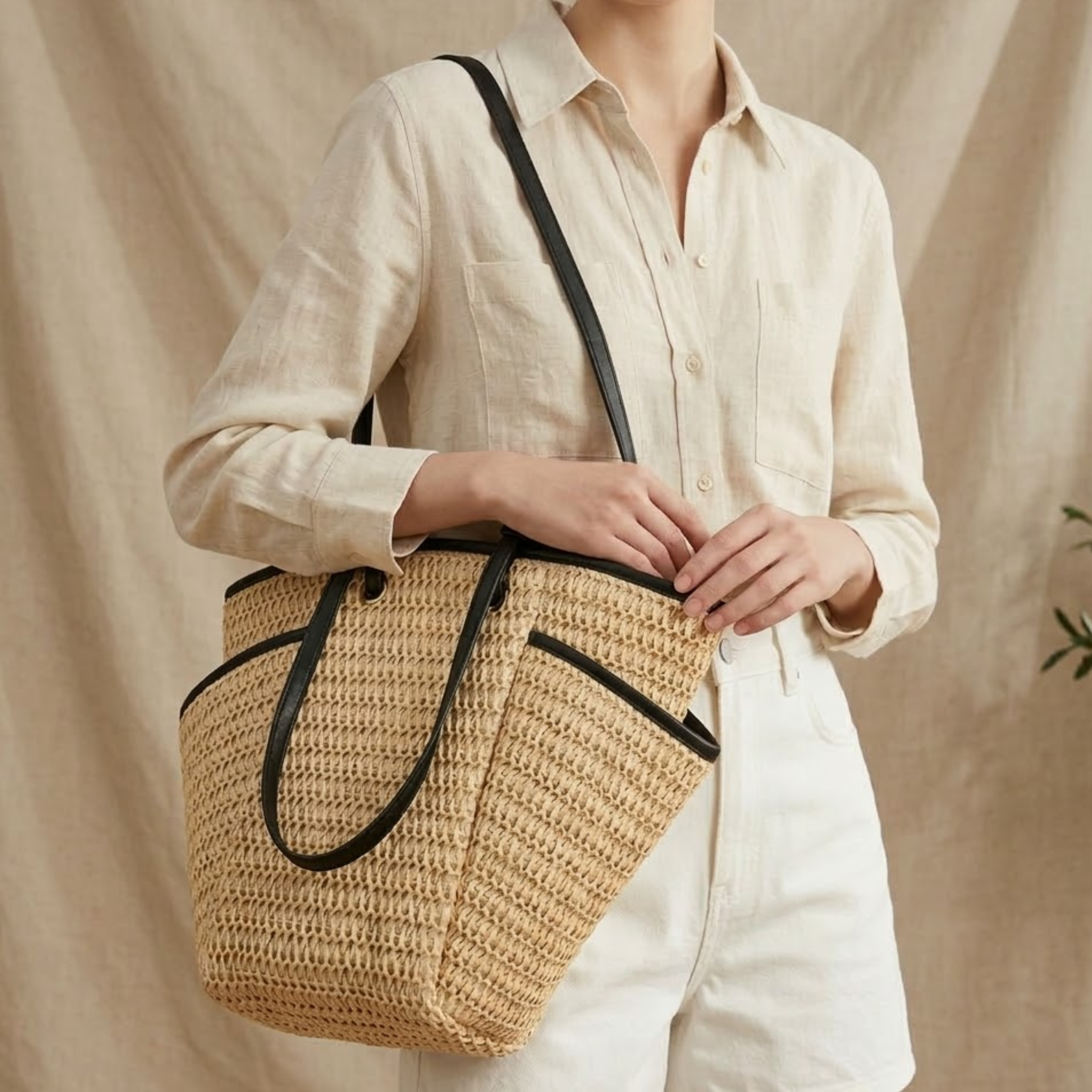Sustainable Straw Beach Shoulder Bag - Eco-Friendly Design for Summer Outings