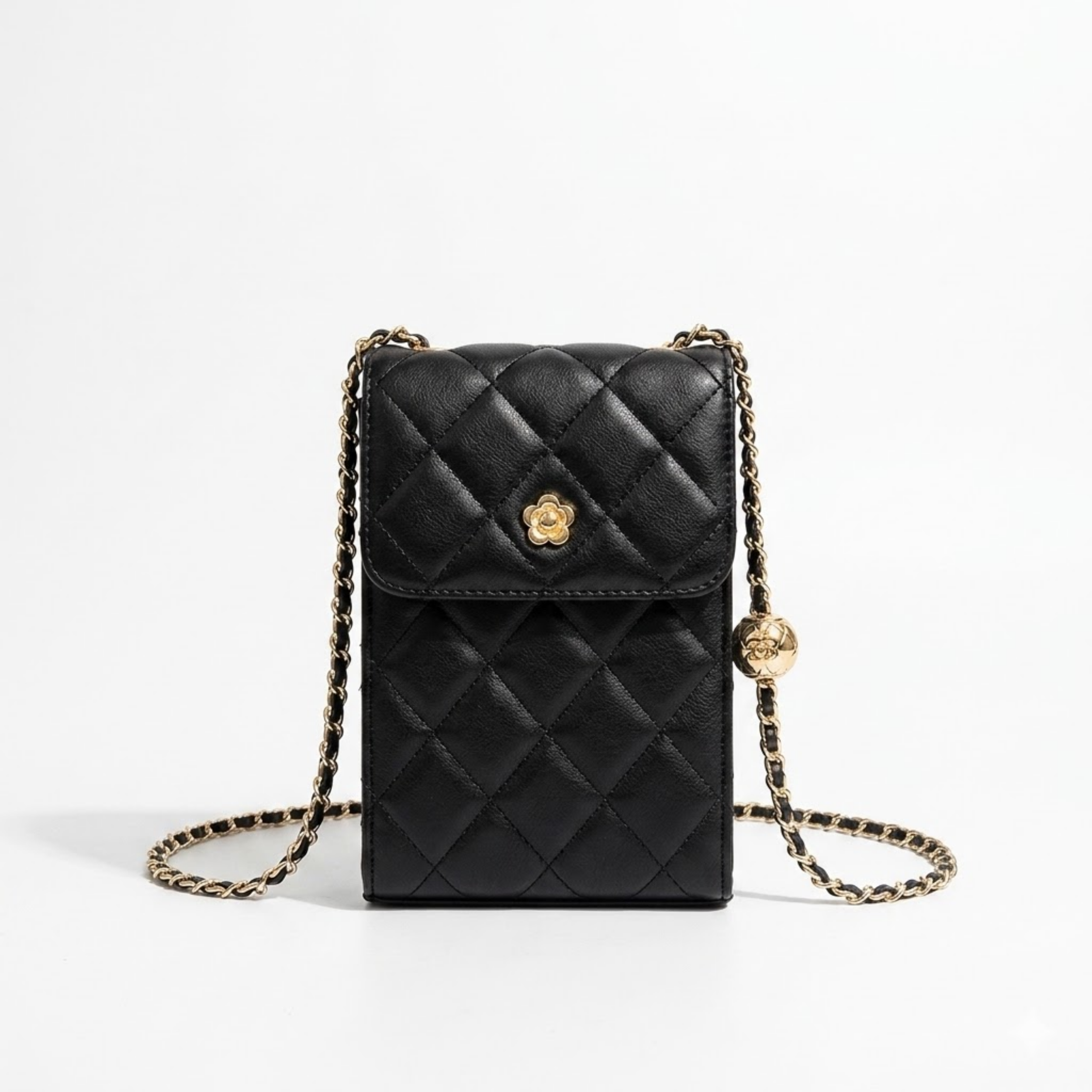 Genuine Leather Mini Crossbody Phone Bag with Chain Strap for Everyday Use