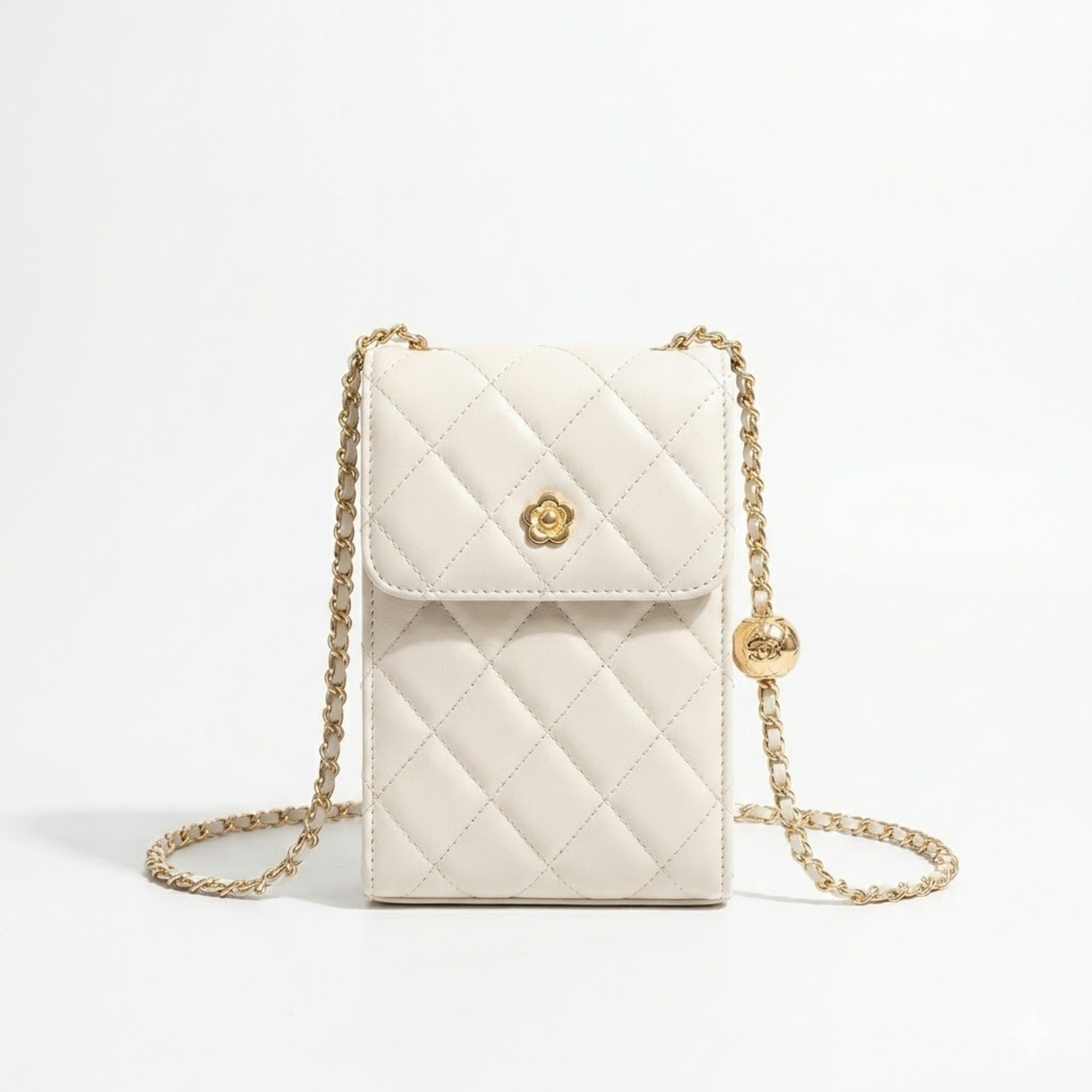 Genuine Leather Mini Crossbody Phone Bag with Chain Strap for Everyday Use