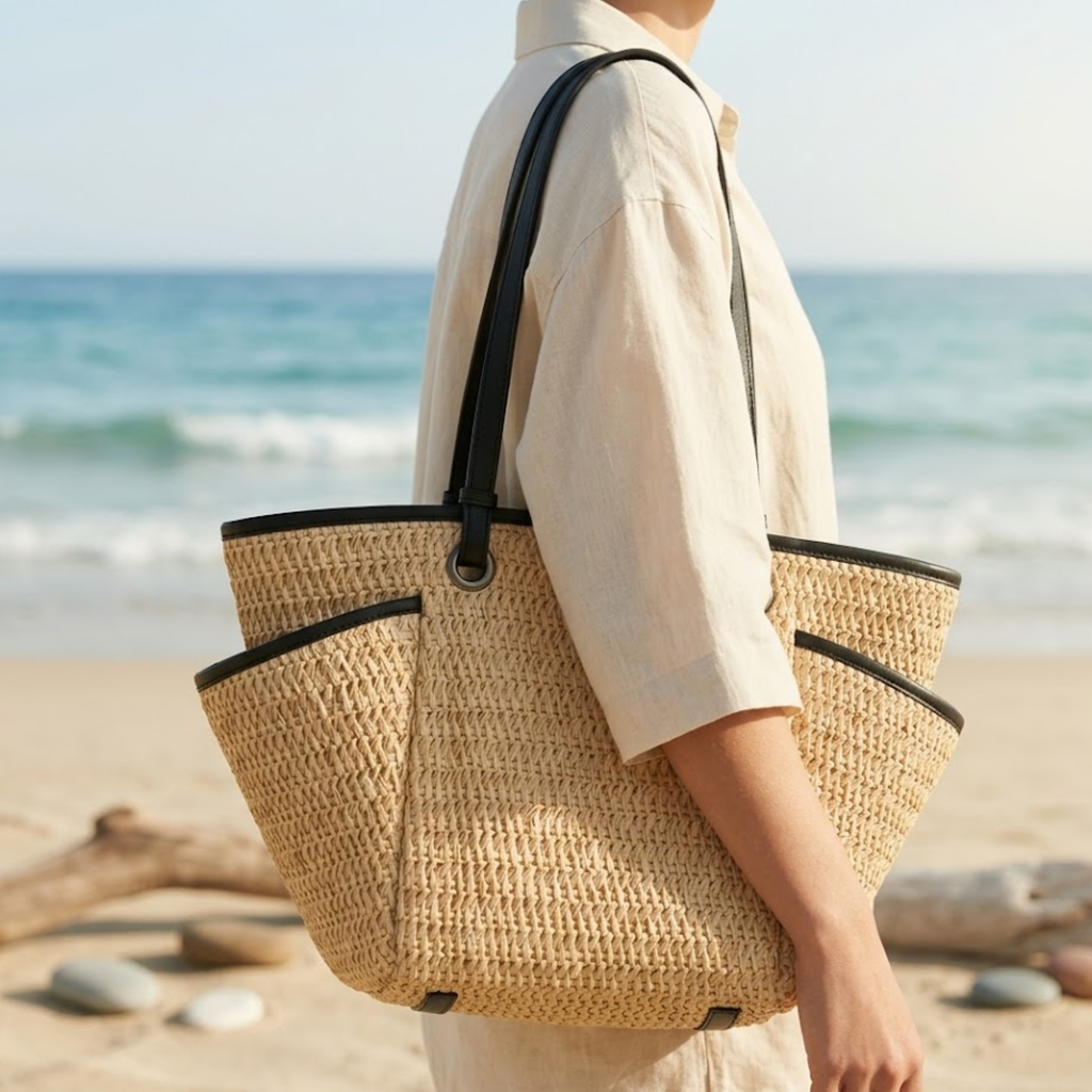 Sustainable Straw Beach Shoulder Bag - Eco-Friendly Design for Summer Outings
