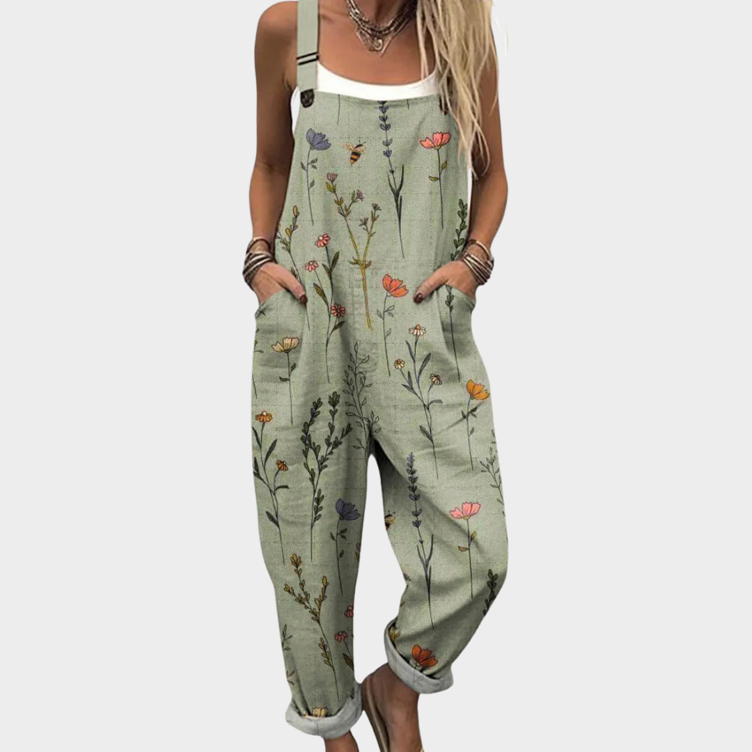 Sage Green Adjustable-Strap Dungarees