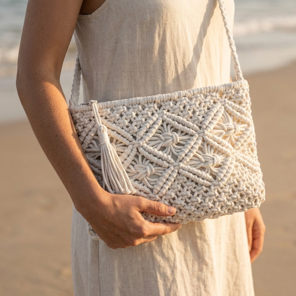 Tassel Woven Crossbody Bag - Eco-Friendly Fashion Accessory for Everyday Use