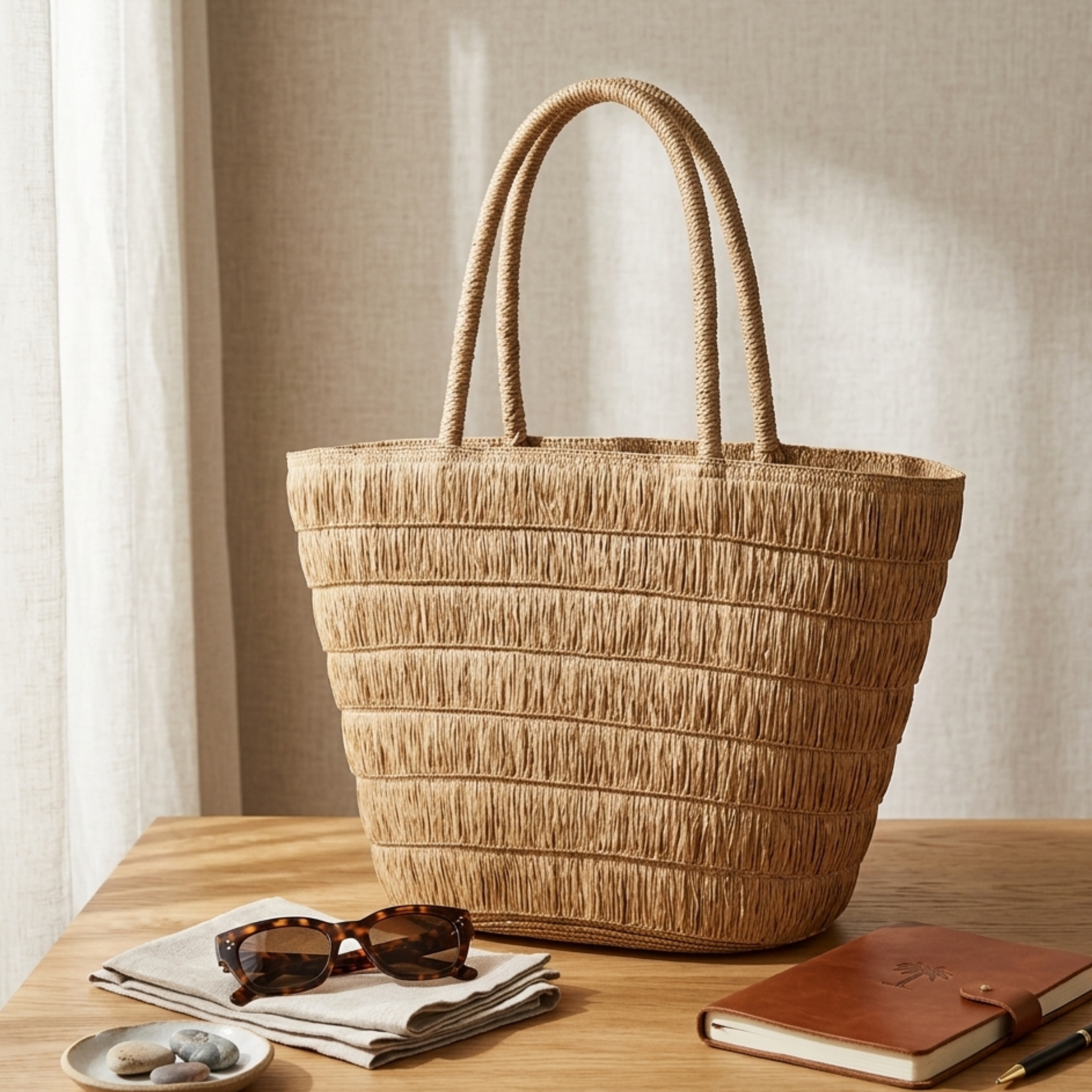 Woven Tote Shoulder Bag - Sustainable Summer Style for Everyday Use