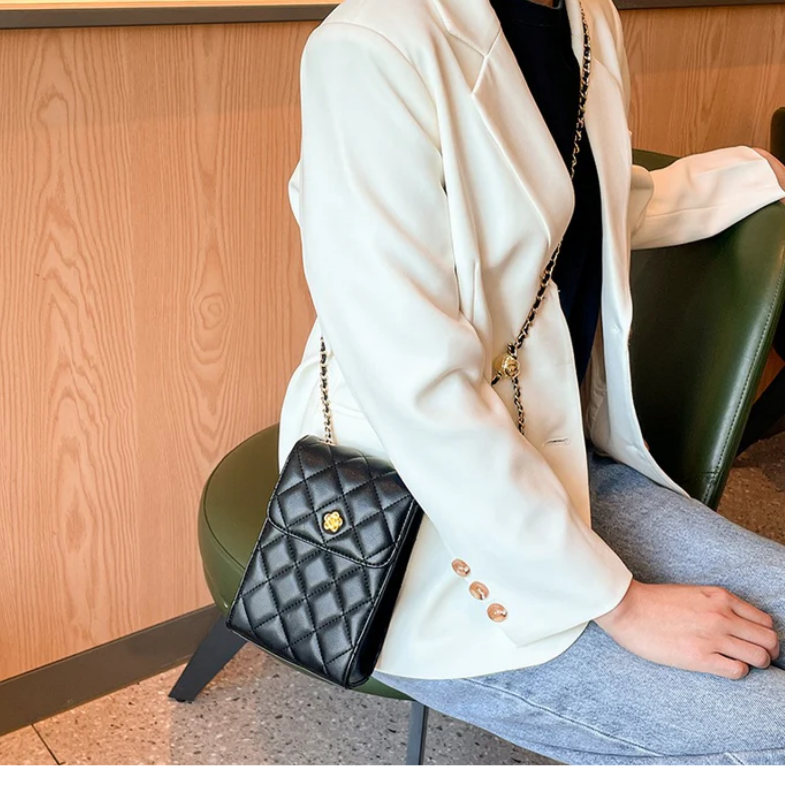 Genuine Leather Mini Crossbody Phone Bag with Chain Strap for Everyday Use