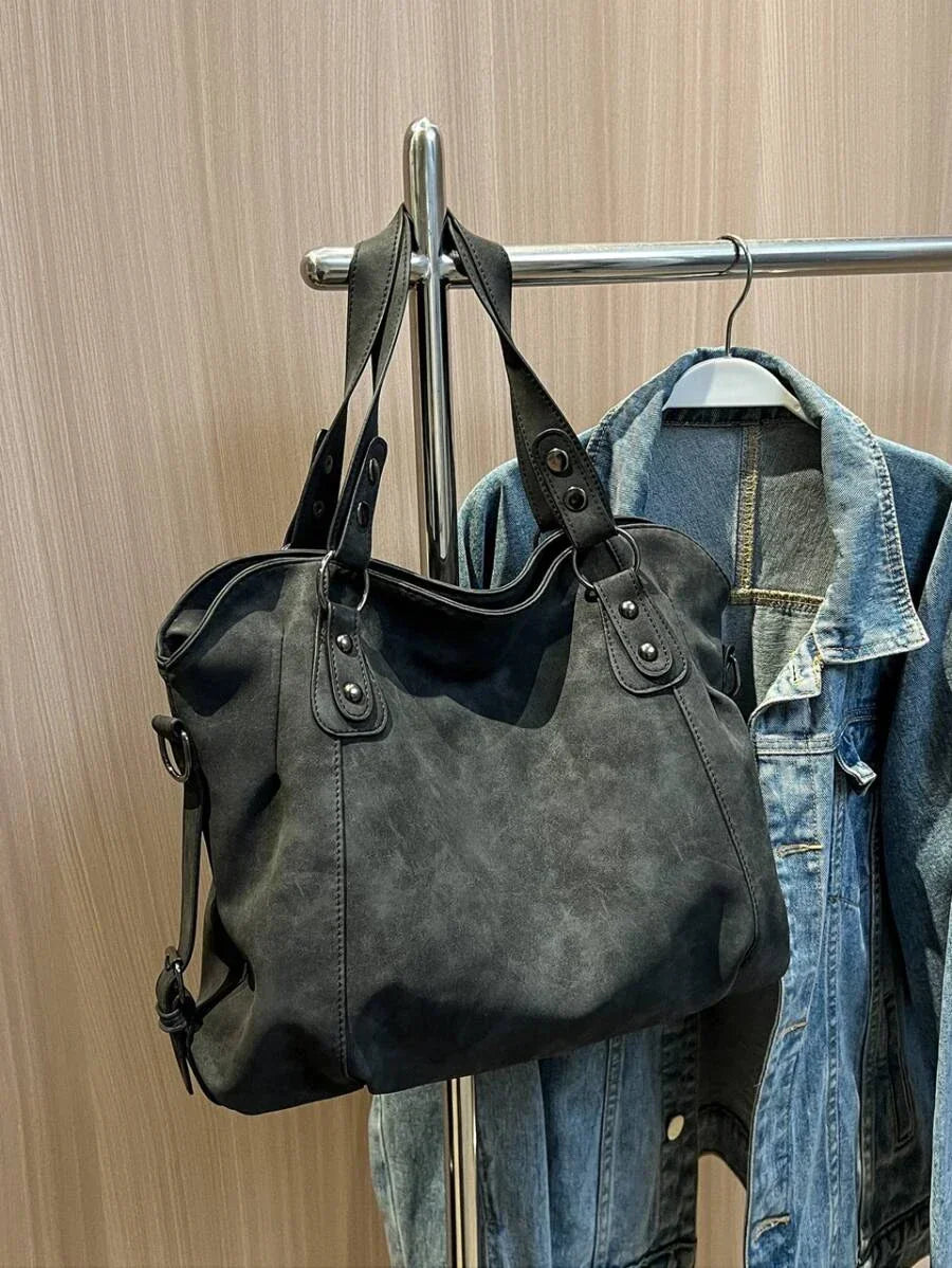 Vegan Suede Crossbody Tote Bag | Vintage Velvet Style for Everyday Use