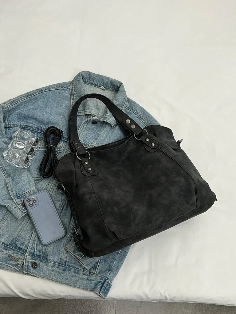 Vegan Suede Crossbody Tote Bag | Vintage Velvet Style for Everyday Use