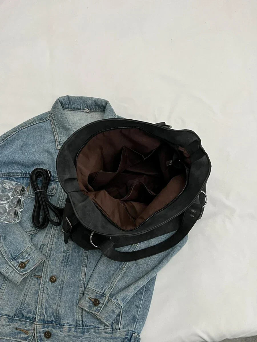 Vegan Suede Crossbody Tote Bag | Vintage Velvet Style for Everyday Use