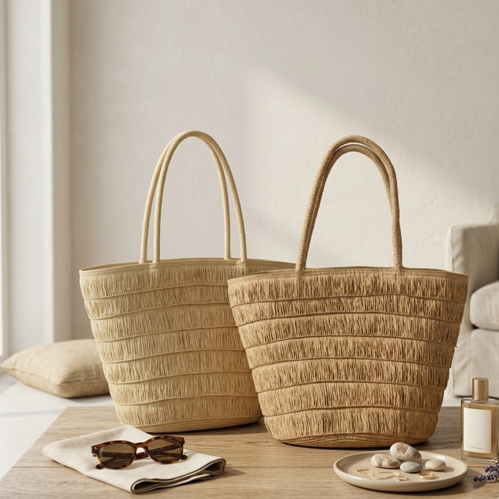 Woven Tote Shoulder Bag - Sustainable Summer Style for Everyday Use