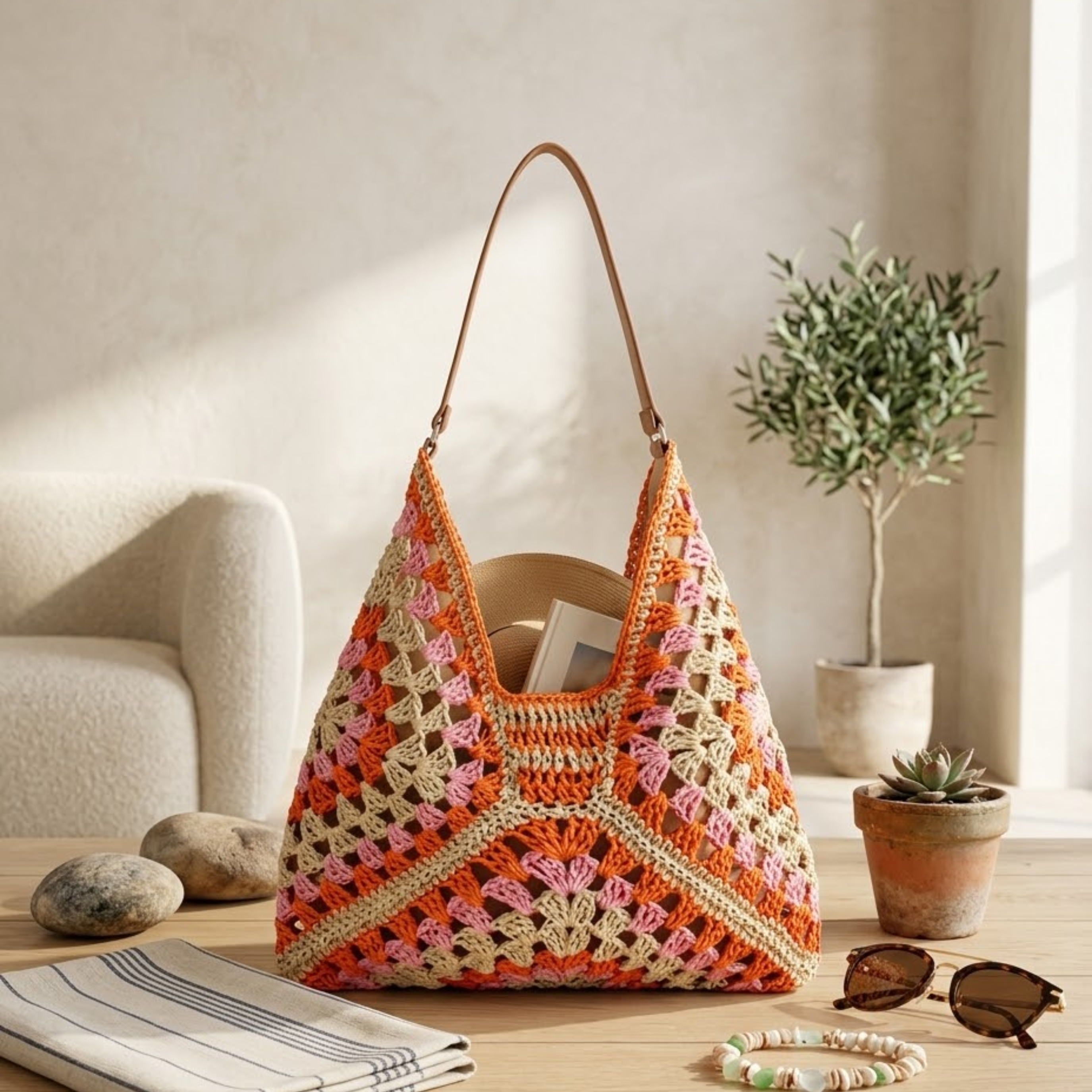 Bohemian Braided Straw Tote Bag – Eco-Friendly Summer Accessory