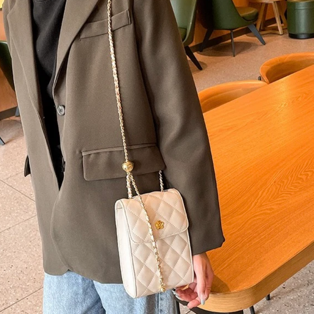 Genuine Leather Mini Crossbody Phone Bag with Chain Strap for Everyday Use