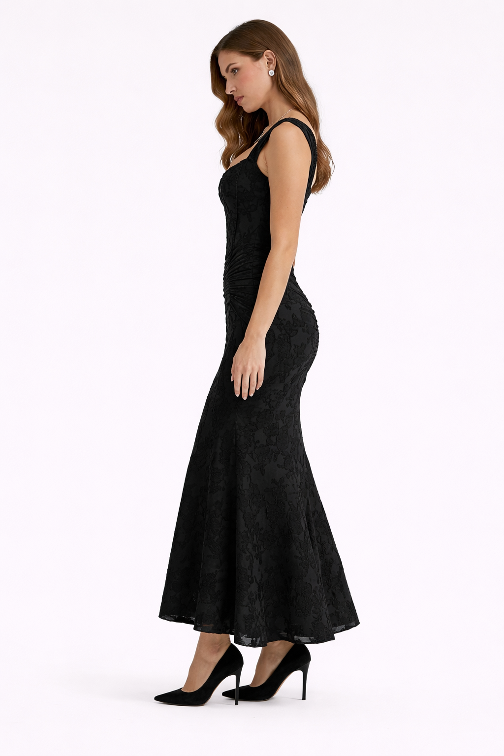 Bias Cut Satin Midi Dress in Luminous Neutral for Elegant Evening Wear