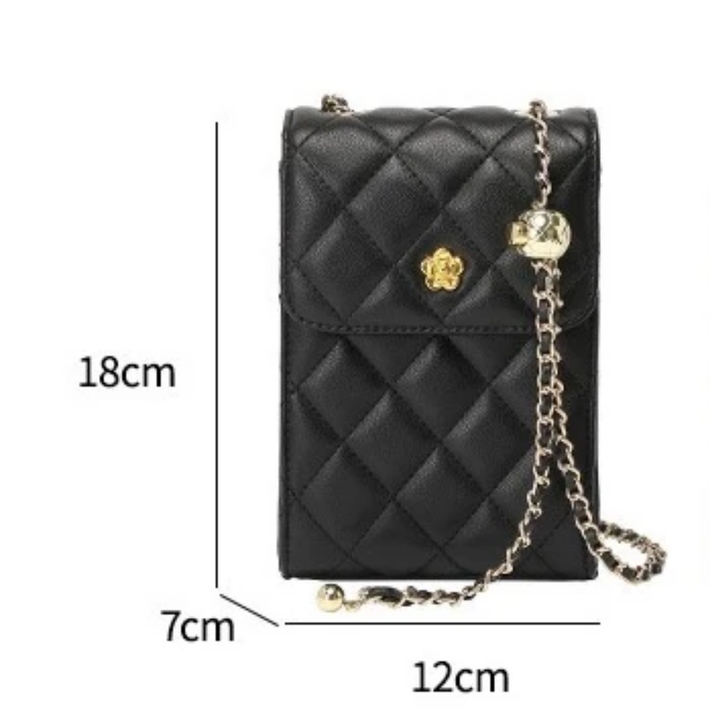 Genuine Leather Mini Crossbody Phone Bag with Chain Strap for Everyday Use