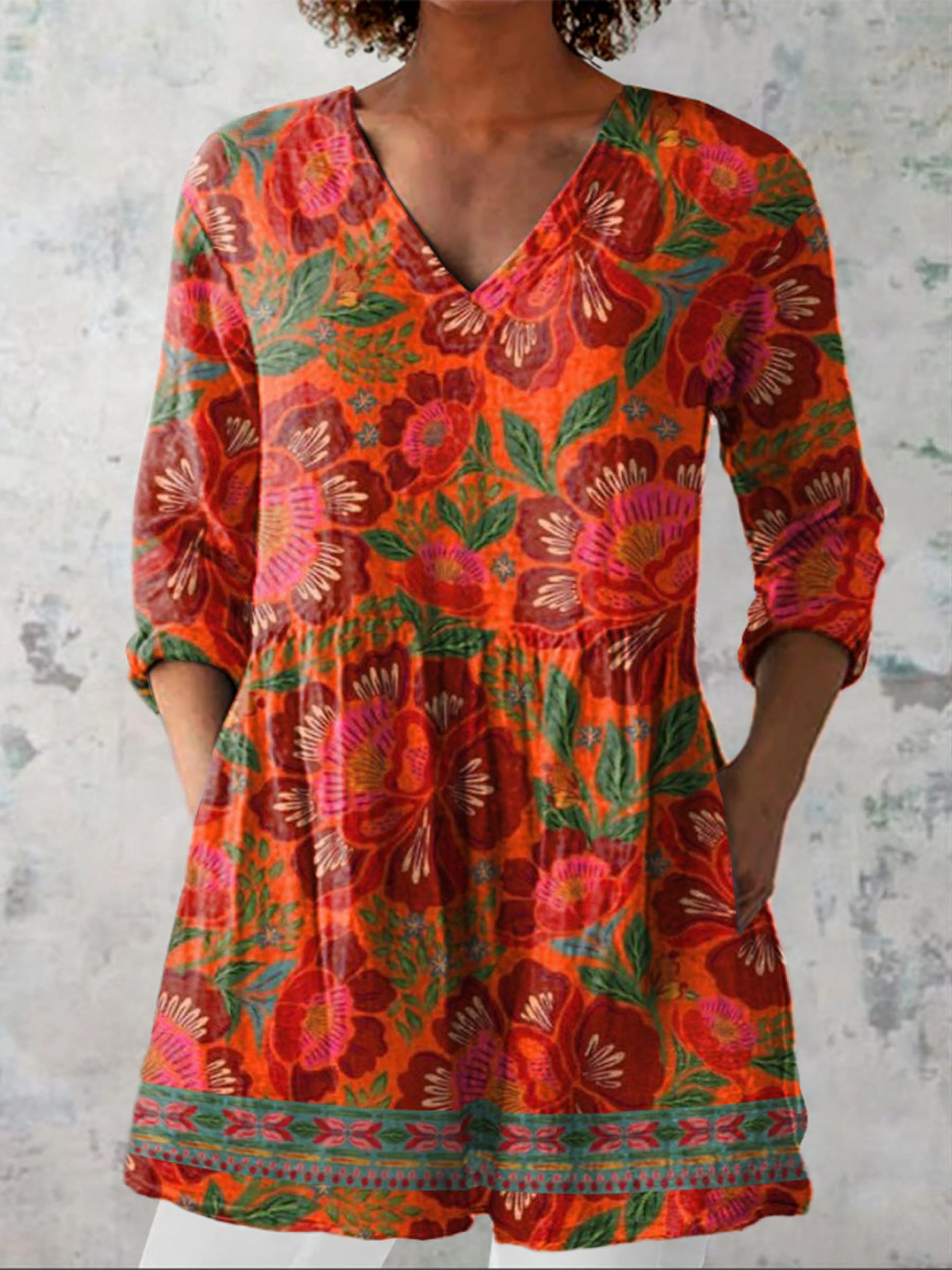 Everyday Elegance – Fluid V-Neck Long Blouse