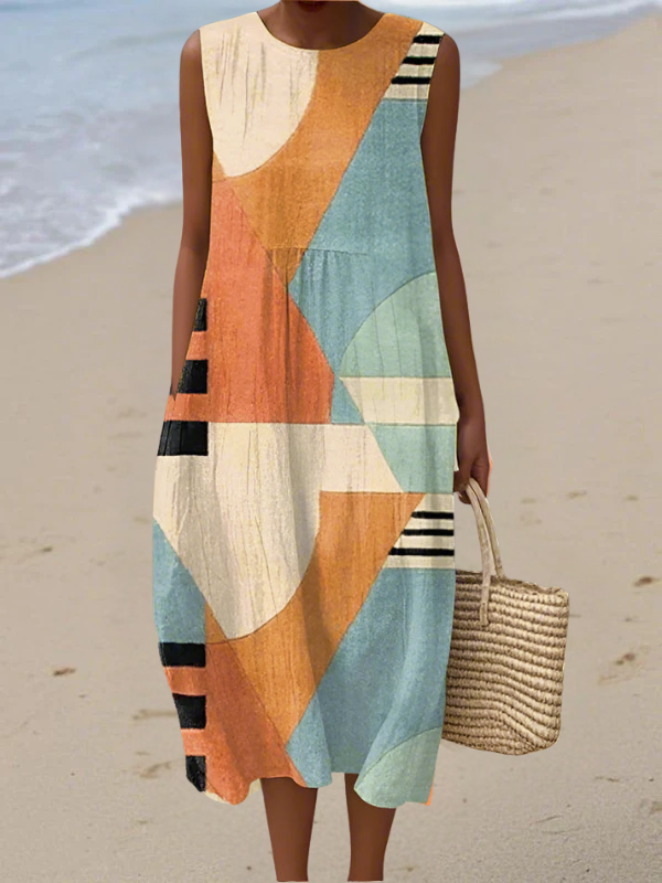 Brunch Ready – Geometric Midi Dress
