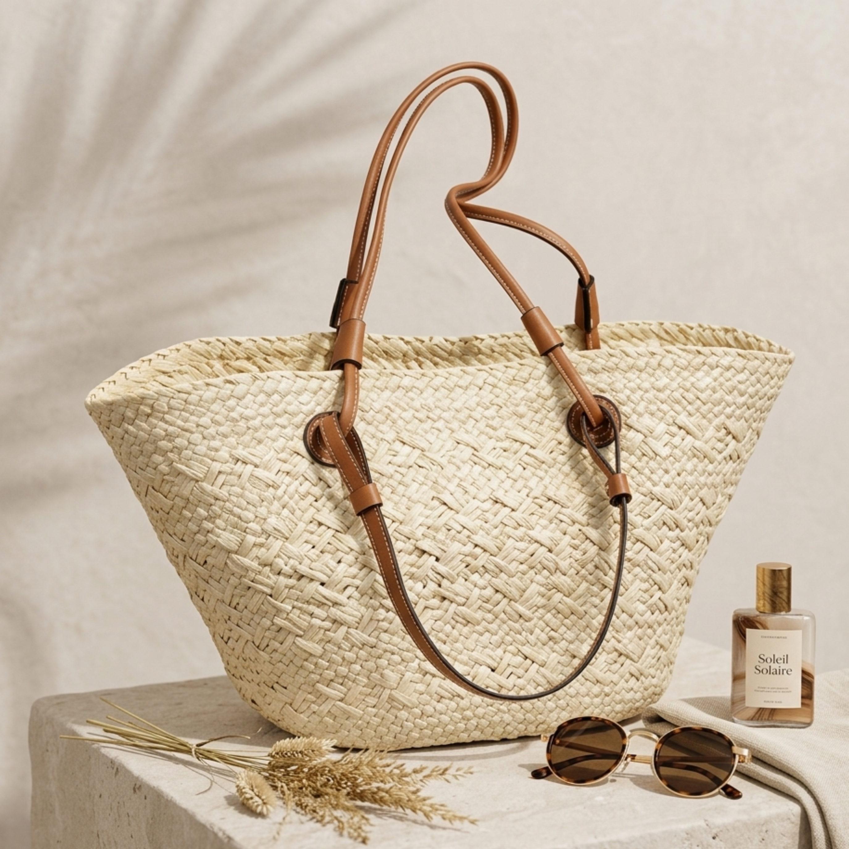 Rattan Wicker Summer Tote Bag - Handcrafted Sustainable Beach Bag