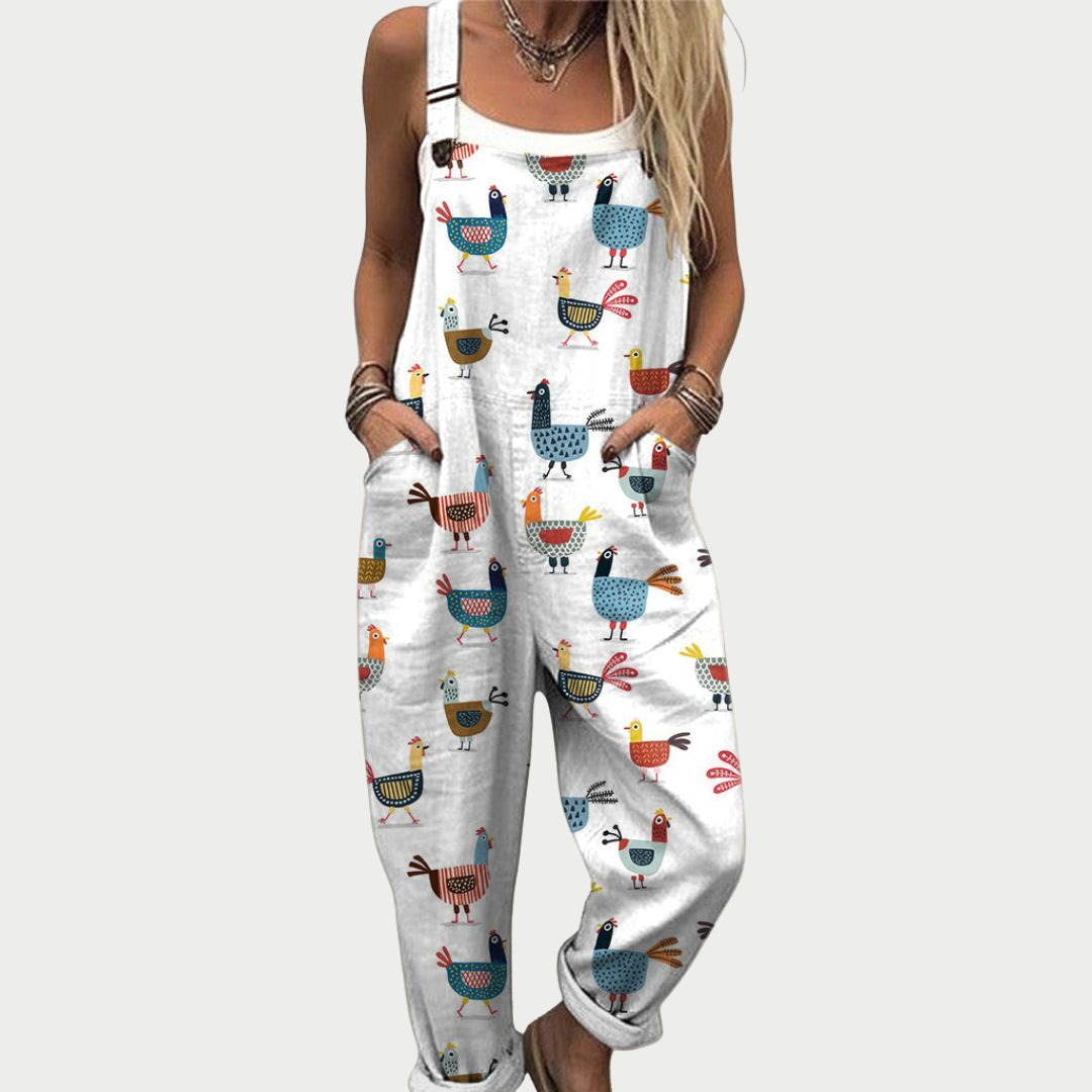 Pearl White Loose-Fit Dungarees