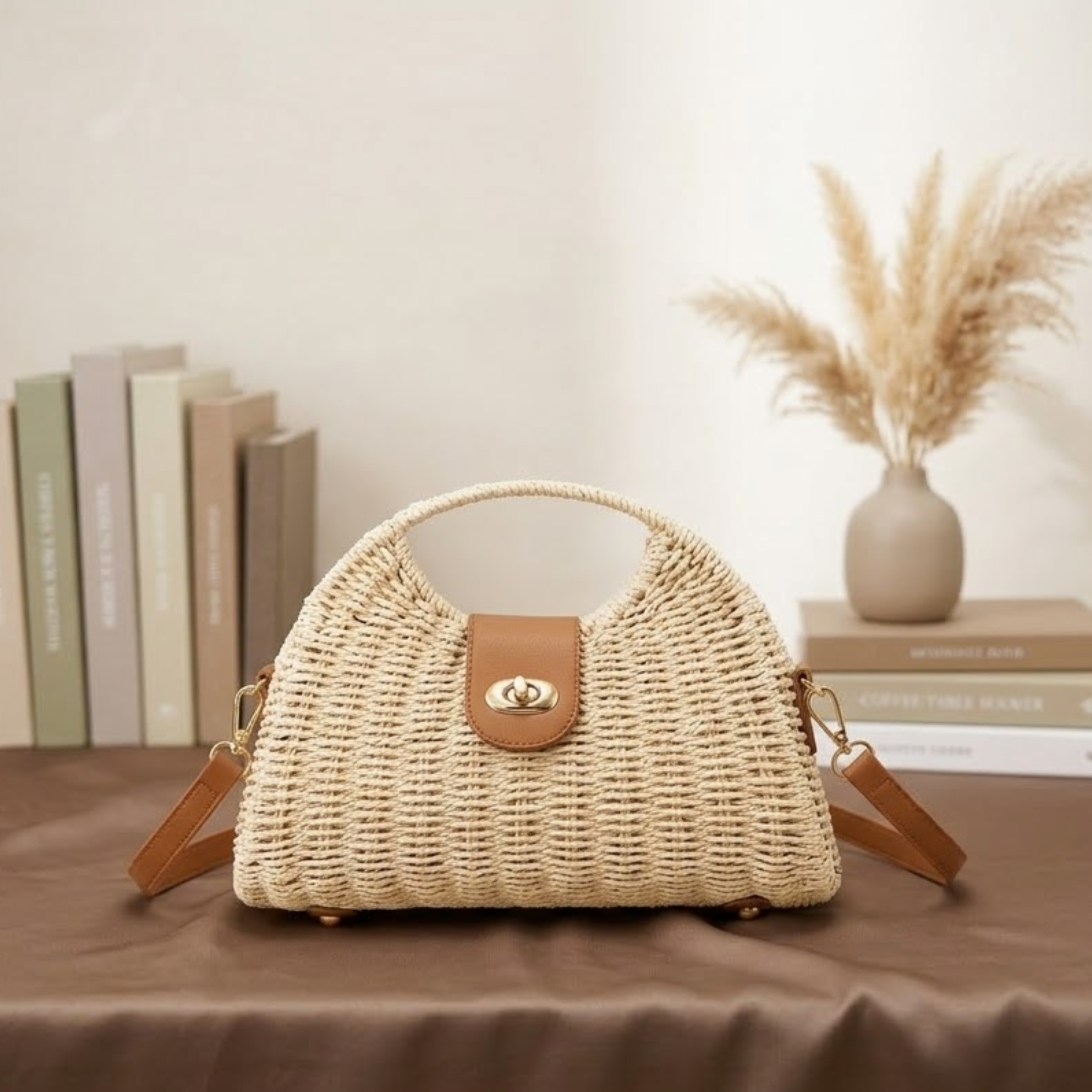 Straw Woven Crossbody Shoulder Bag - Eco-Friendly Chic Design for Everyday Use