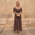 Off-Shoulder Geometric Flow Dress – Effortless Elegance