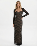 Sheer Floral Lace Maxi Dress with Detachable Sleeves for Evening Wear