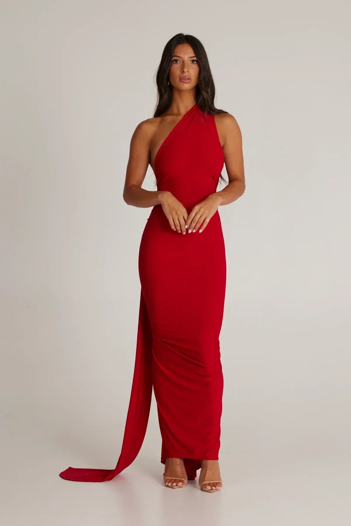One-Shoulder Grecian Maxi Dress | Versatile Sash Design for Evening Wear