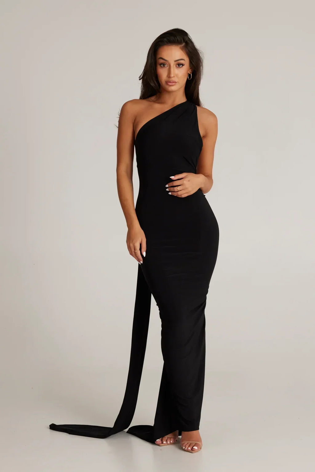 One-Shoulder Grecian Maxi Dress | Versatile Sash Design for Evening Wear