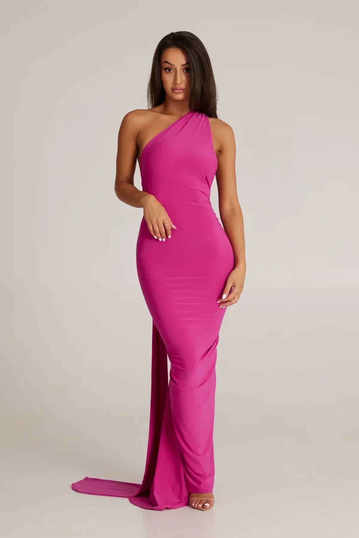 One-Shoulder Grecian Maxi Dress | Versatile Sash Design for Evening Wear