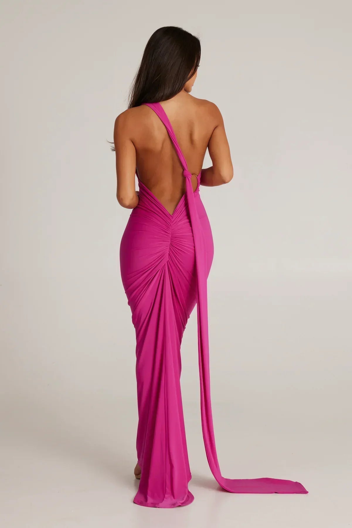 One-Shoulder Grecian Maxi Dress | Versatile Sash Design for Evening Wear