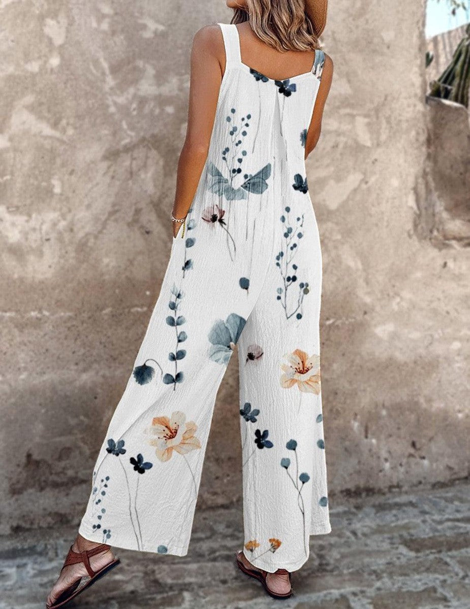 Black Print Wide-Leg Dungarees