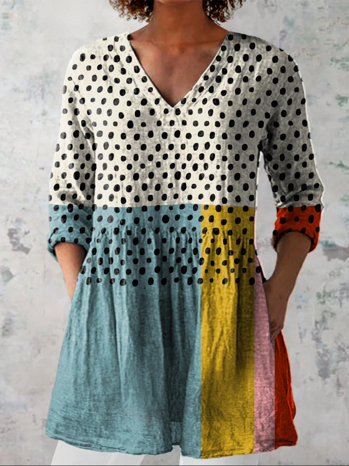 Everyday Elegance – Fluid V-Neck Long Blouse