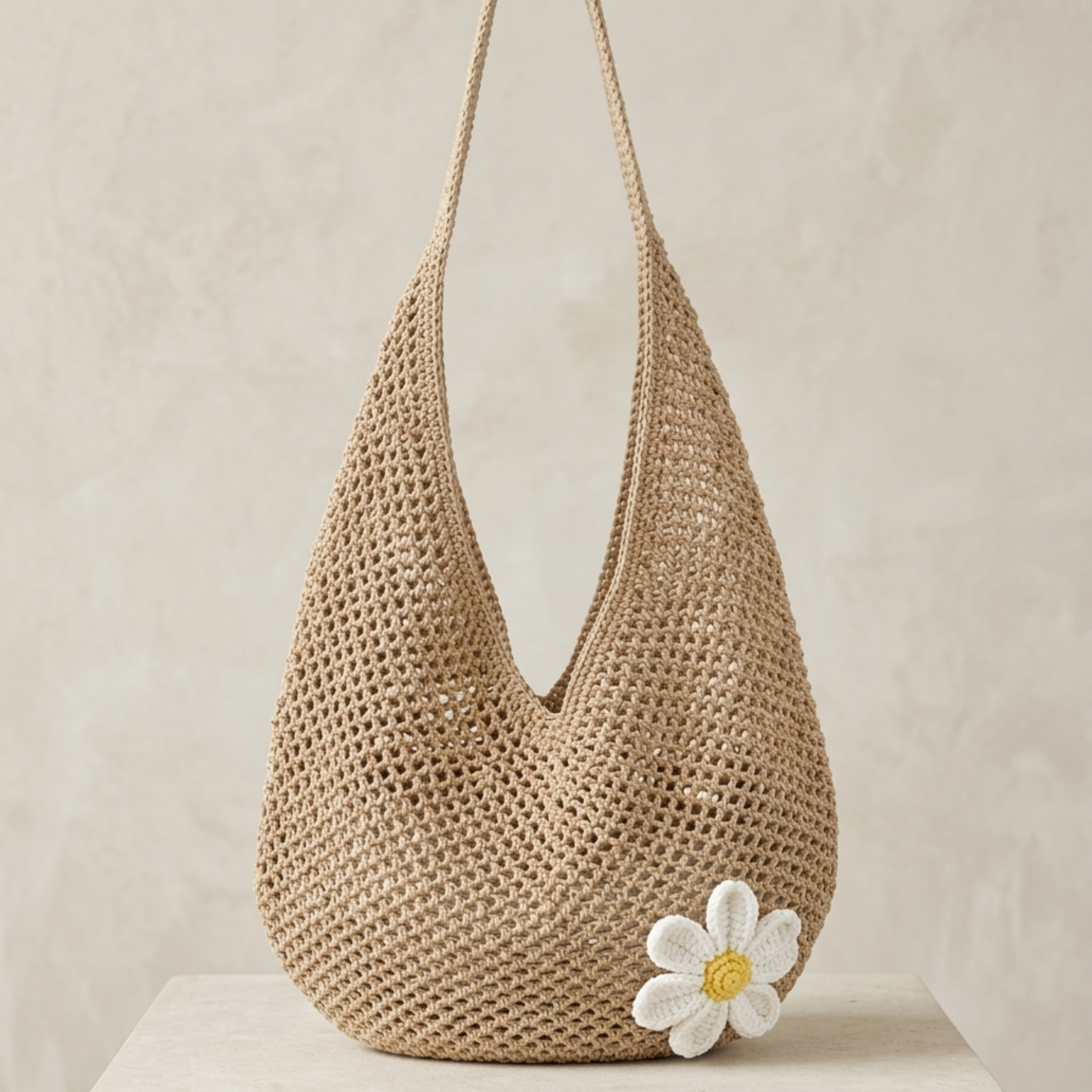 Hollow-Out Knitted Tote Bag - Sustainable Fashion Accessory for Everyday Use