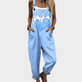 Sky Blue Relaxed Printed Dungarees
