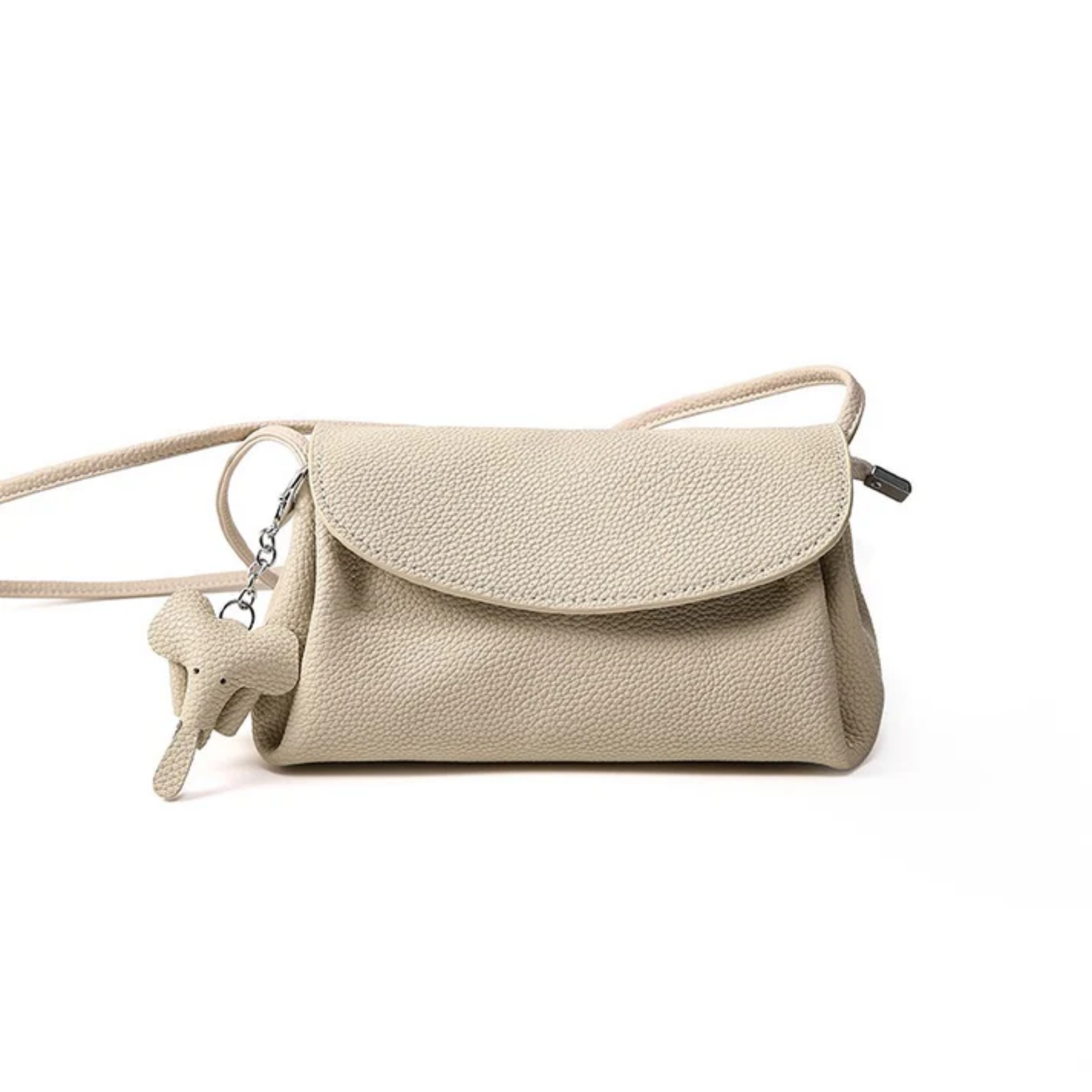 Genuine Leather Crossbody Bag with Mini Elephant Pendant for Everyday Use