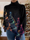 Glitter Christmas Tree Turtleneck Sweater