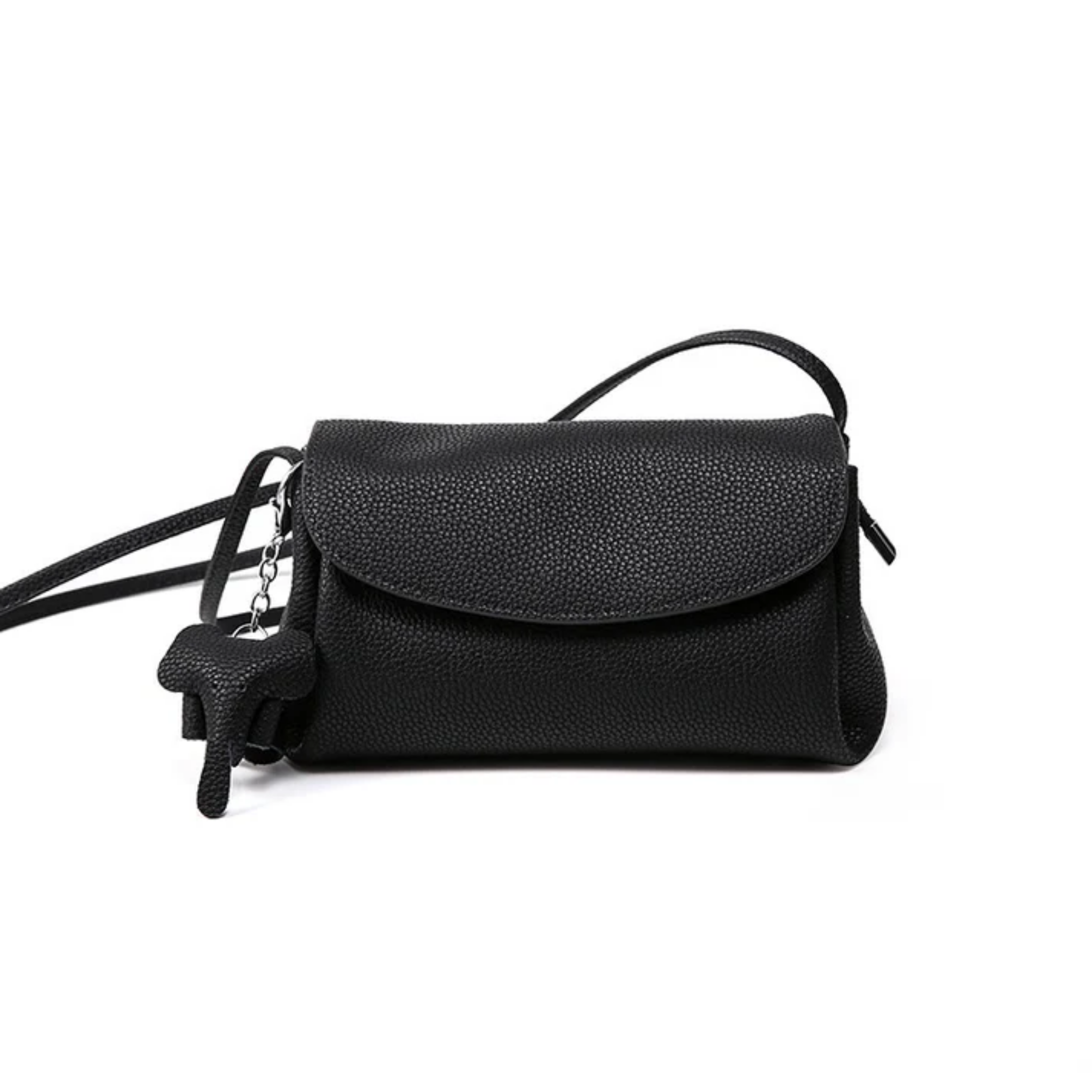 Genuine Leather Crossbody Bag with Mini Elephant Pendant for Everyday Use
