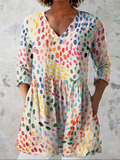 Everyday Elegance – Flowing V-Neck Long Blouse