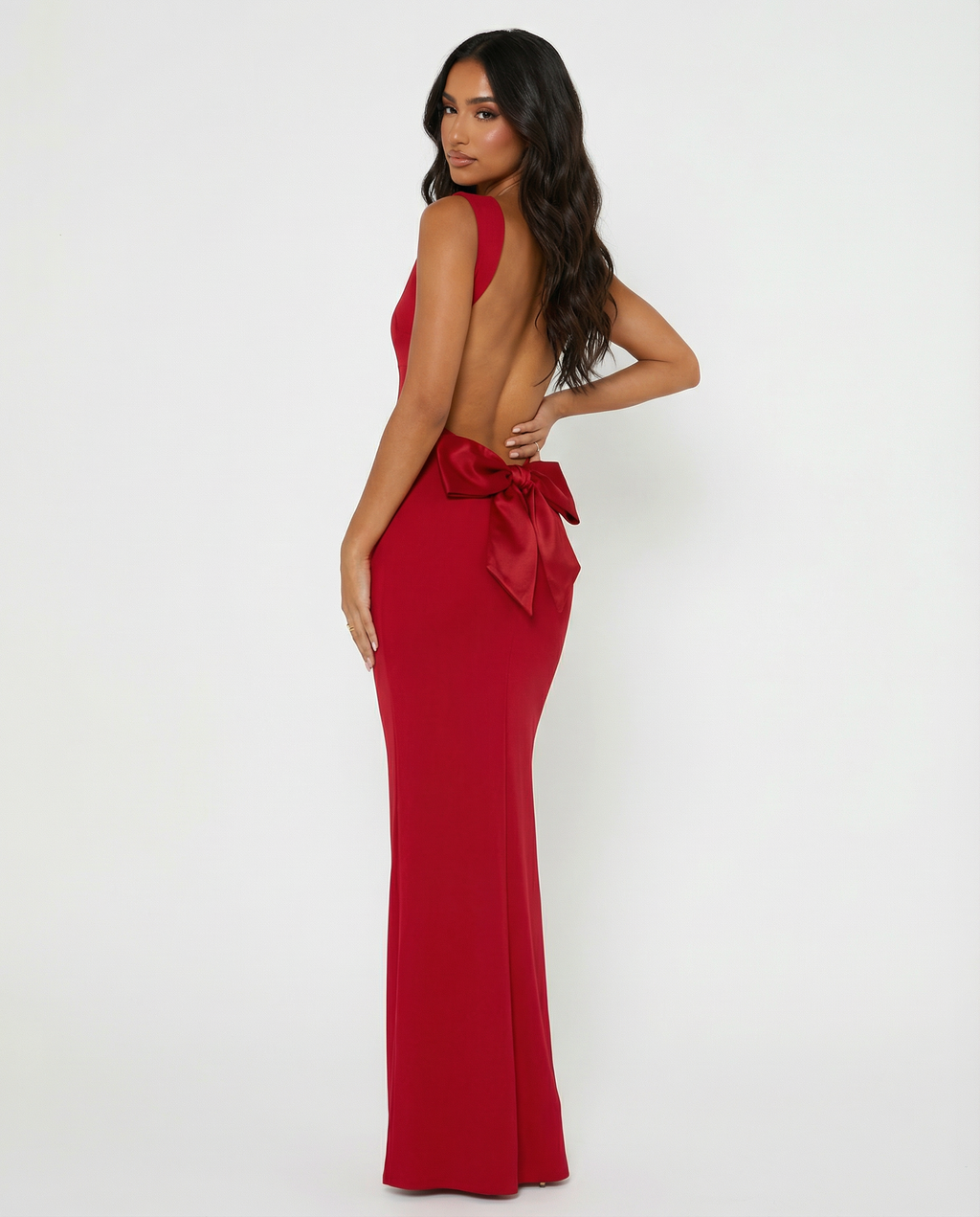 Backless Tie-Detail Maxi Dress | Sleek Sculpting Design for Elegant Occasions