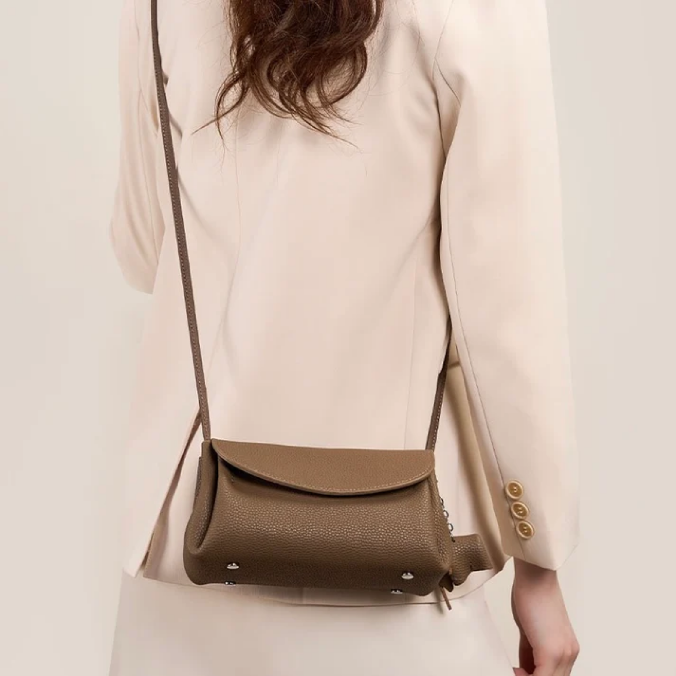 Genuine Leather Crossbody Bag with Mini Elephant Pendant for Everyday Use