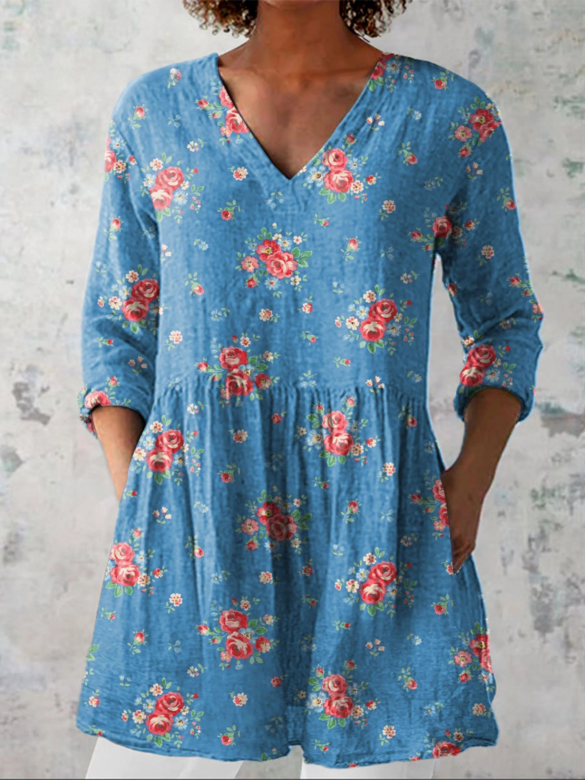 Everyday Elegance – Fluid V-Neck Long Blouse