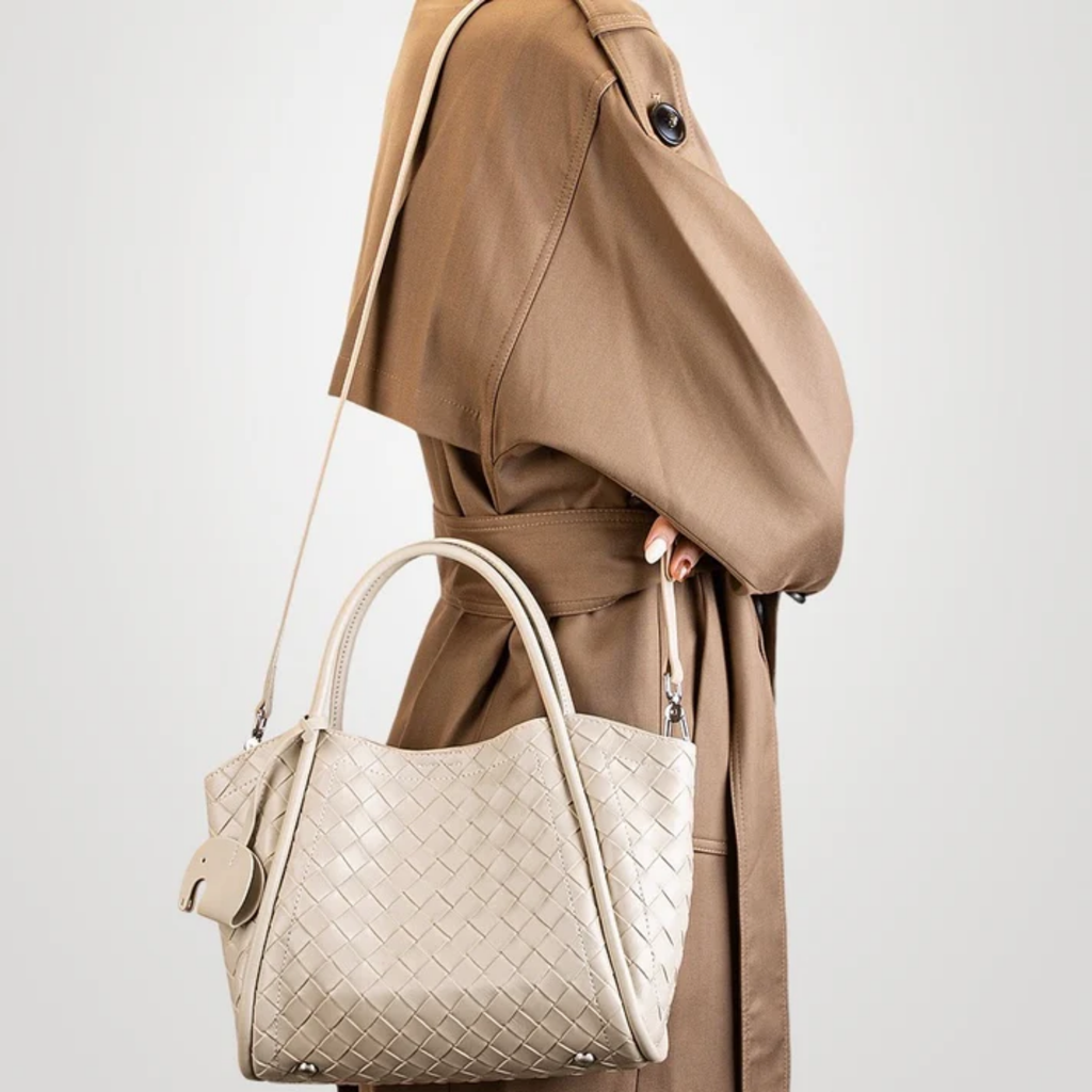 Large Woven Leather Tote Crossbody Basket Bag for Everyday Use