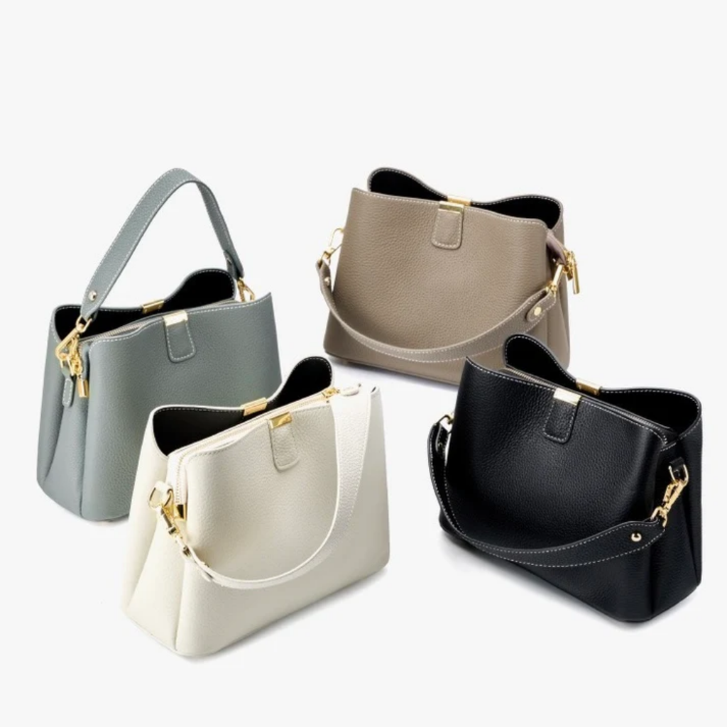 Genuine Leather Bucket Handbag - Stylish Tote for Everyday Use