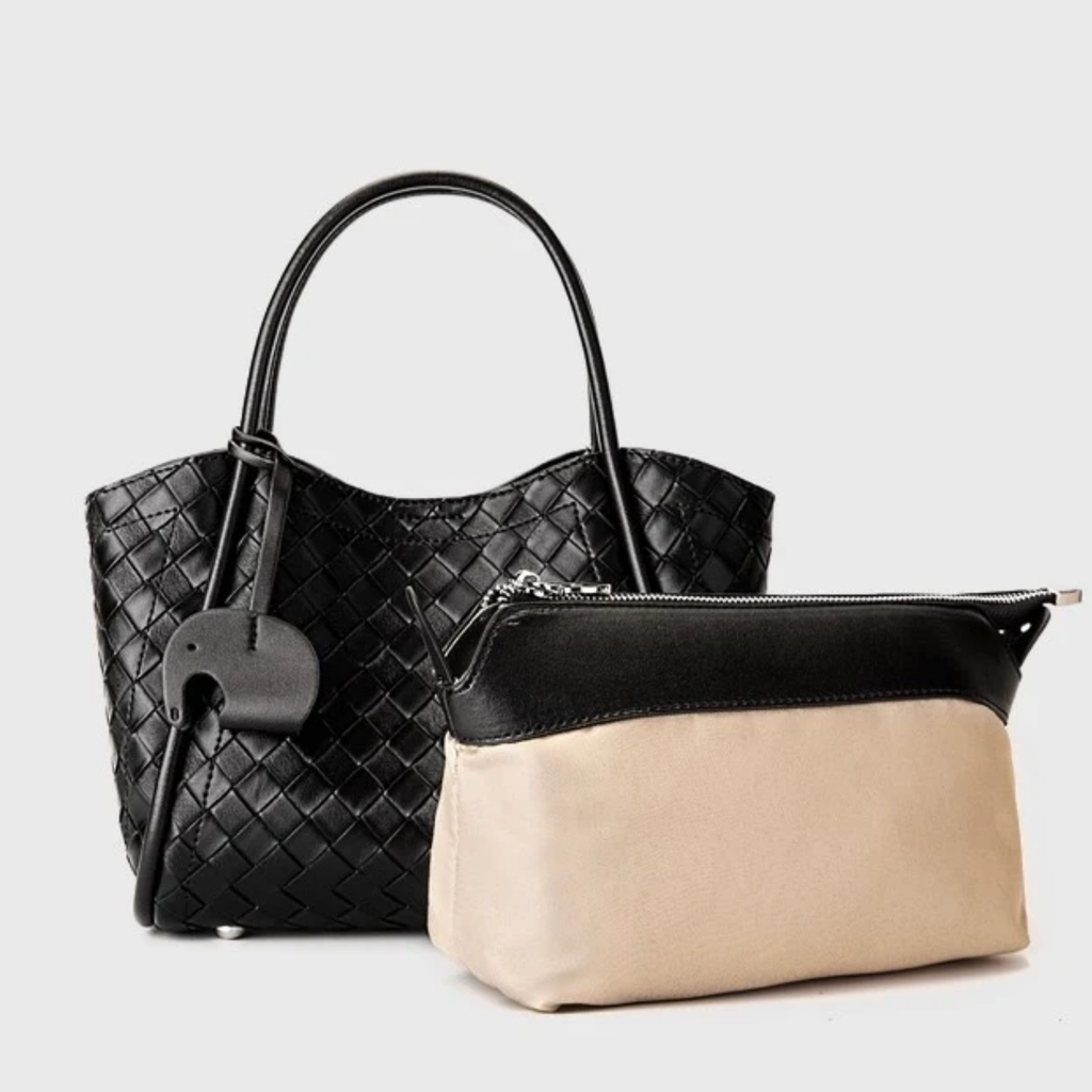 Large Woven Leather Tote Crossbody Basket Bag for Everyday Use